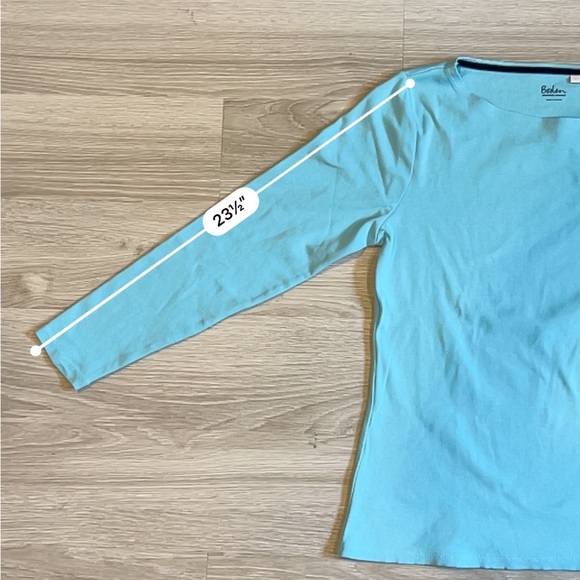 Boden Light Blue Absolutely Essential Boatneck long Sleeve Cotton Tee - Large - Picture 7 of 7